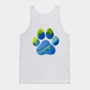 Blue Green Paw Print Tank Top